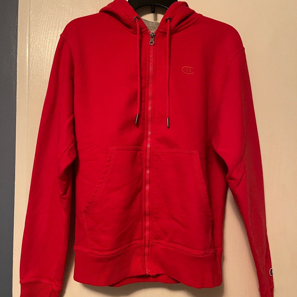 Red Champion zip up hoodie